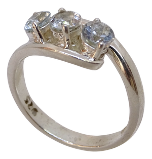 Trilogy Ring with Aquamarine in 925 Sterling Silver, 2010s