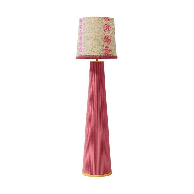 Winnie Floor Lamp in Rattan with Wood and Printed Cotton by Popus Editions For Sale - Image 4 of 6
