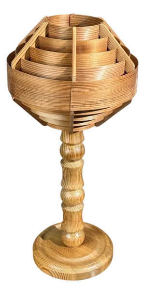 Hans-Agne Jakobsson, Table Lamp, Pine, Sweden, 1970s