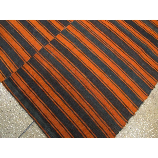 Galerie Shabab Collection Mid-20th Century Orange and Black Turkish Flat-Weave Kilim Room Size Accent Rug For Sale - Image 9 of 10