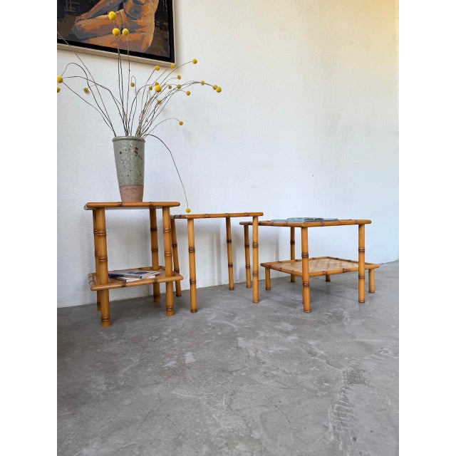 Nesting Tables in Rattan and Wicker, 1970, Set of 4 For Sale - Image 15 of 18