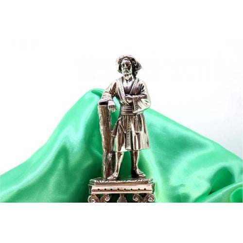 Silver Toothpick Holder with Turkish Nobleman on a Tripod-Shaped Pedestal Supported by a Tree Trunk For Sale - Image 9 of 11