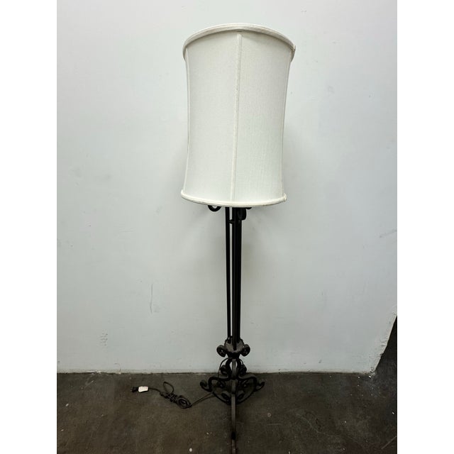 Arts & Crafts Vintage Art and Craft/Spanish Style Iron Work Floor Lamp For Sale - Image 3 of 12