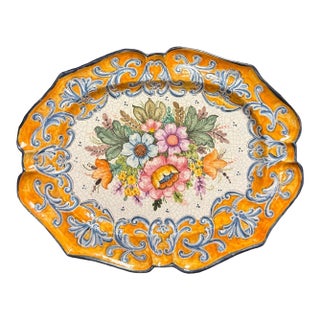 Vintage Spanish Talavera Decorative Wall Plate / Platter – “El Azulejo Sevilla,” Signed by Artist, 1990s For Sale