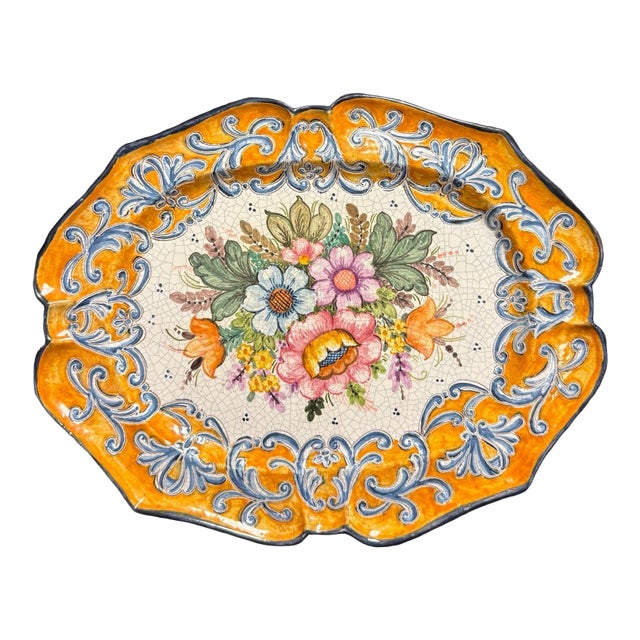 Vintage Spanish Talavera Decorative Wall Plate / Platter – “El Azulejo Sevilla,” Signed by Artist, 1990s For Sale