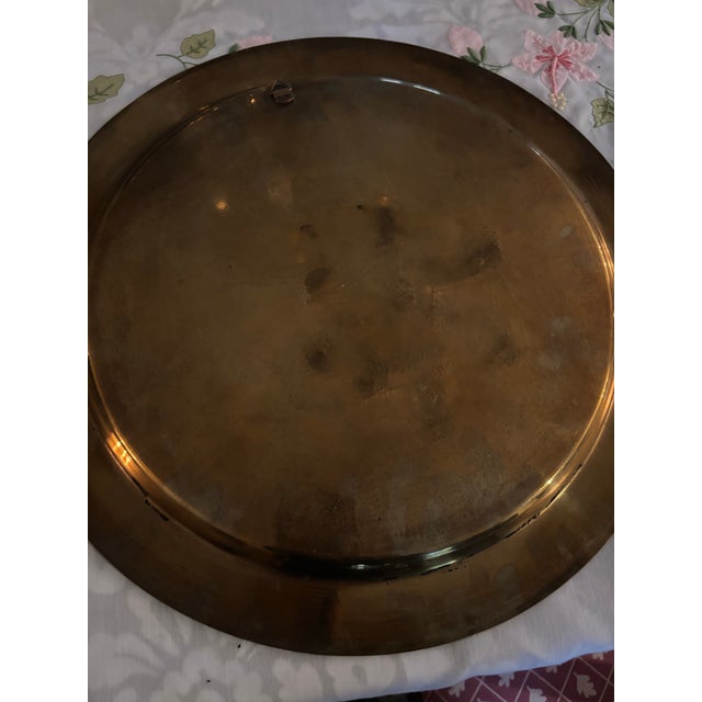 Pair of Vintage Egyptian Large Brass Decorative Plates For Sale - Image 4 of 4