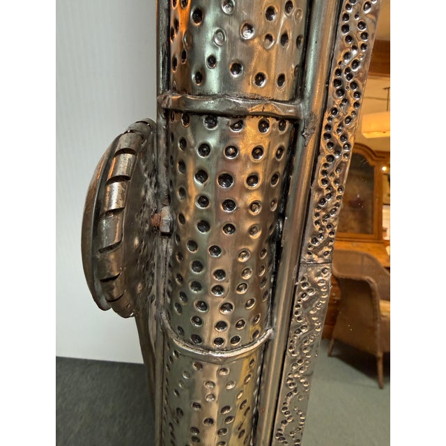 Hand Hammered Tin Cheval Floor Mirror | Chairish