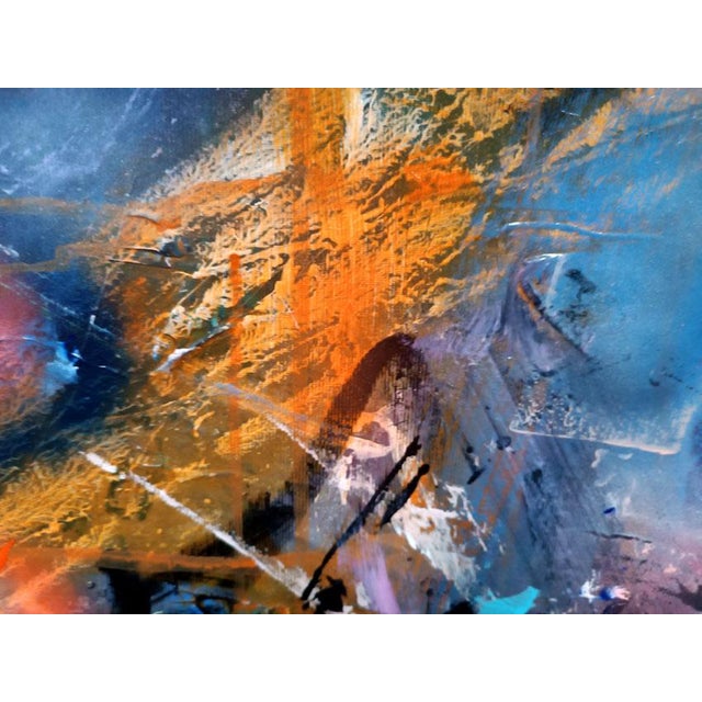 Textile Ovidiu Kloska, Its Raining in a Garden Full of Butterflies, Acrylic on Canvas For Sale - Image 7 of 11