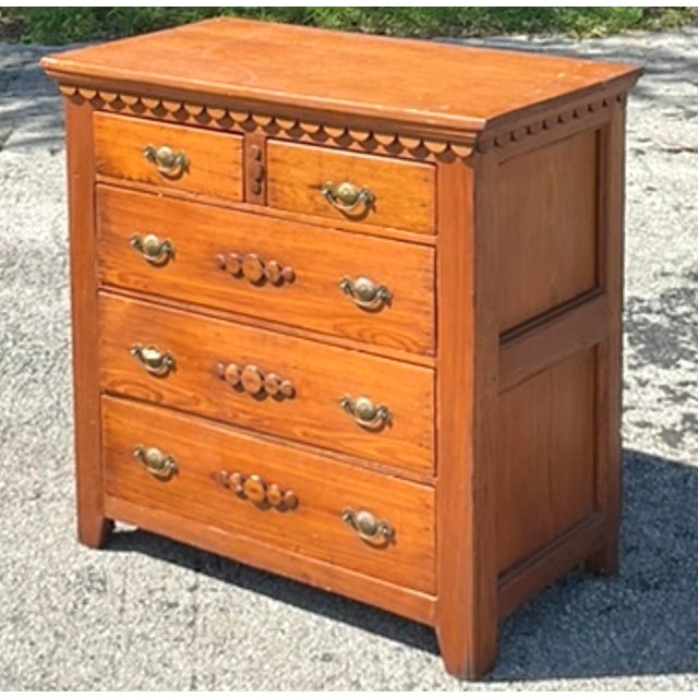 Early 20th Century Vintage Primitive Scalloped Chest of Drawers For Sale - Image 5 of 12