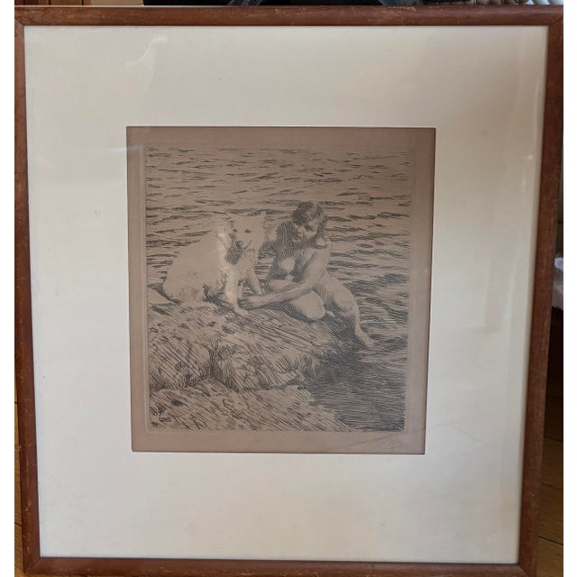 Anders Zorn “Sappo” 1917 Signed Original Etching, Nude With Dog For Sale - Image 10 of 10