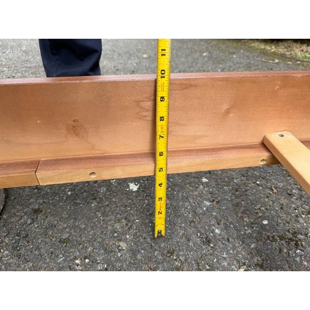 Ethan Allen Country Windsor Style Arched Wood Slatted Queen Bed Frame. For Sale - Image 15 of 15