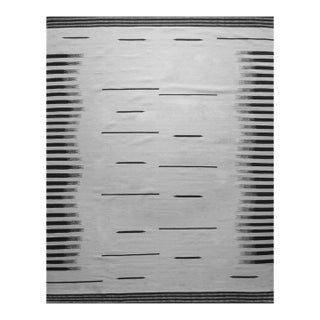 4x6 Sloane Majestic Gray Minimalist Kilim Geometric Modern Flatweave Wool Rug For Sale