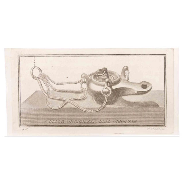 Filippo de Grado, Oil Lamp to Hang, Etching, 18th Century For Sale