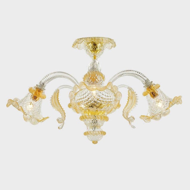 Three-Light Murano Ceiling Light by AZ Home For Sale - Image 4 of 4