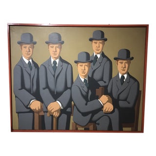 Michel Néron, Men in Hats, 1980s, Oil on Canvas For Sale