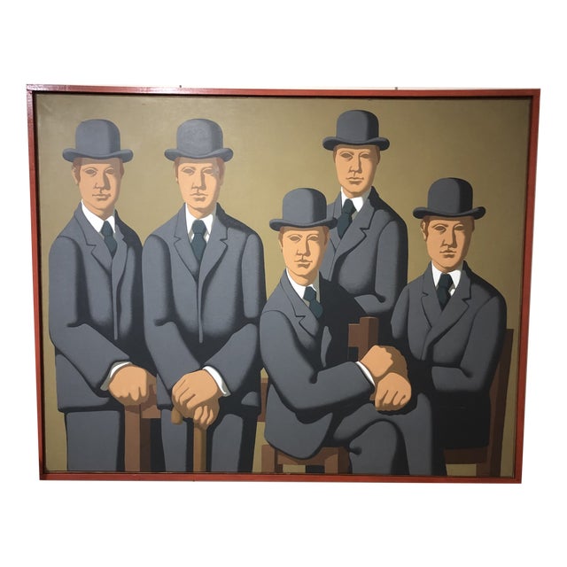 Michel Néron, Men in Hats, 1980s, Oil on Canvas For Sale