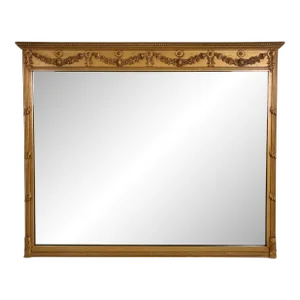 Vintage Art Nouveau Style Carved Gilt Wood Wall Mirror