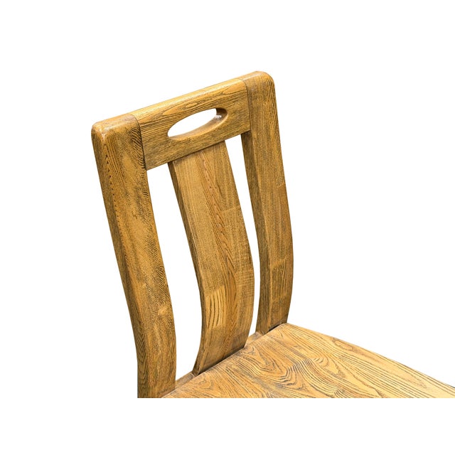 Oriental Light Wood Rough Grain Rectangular Dining Table 4 Chairs Set For Sale - Image 14 of 16