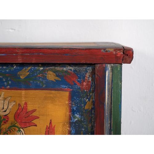 Brown Antique Folk Art Style Chest with Floral Motifs, 1920s For Sale - Image 8 of 12