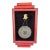 Vintage Handmade Asian-Style Faux Bamboo Shadowbox Wall Art With Decorative Gong, Red Frame & Black Velvet, 26” For Sale