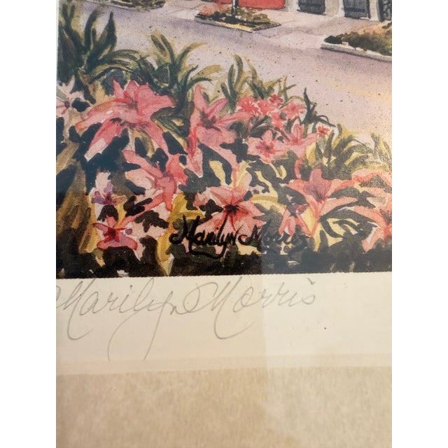 Vintage Marilyn Morris Signed “Charleston’s Rainbow Row” Framed Art Print - 17.25” X 12.5” For Sale - Image 9 of 10