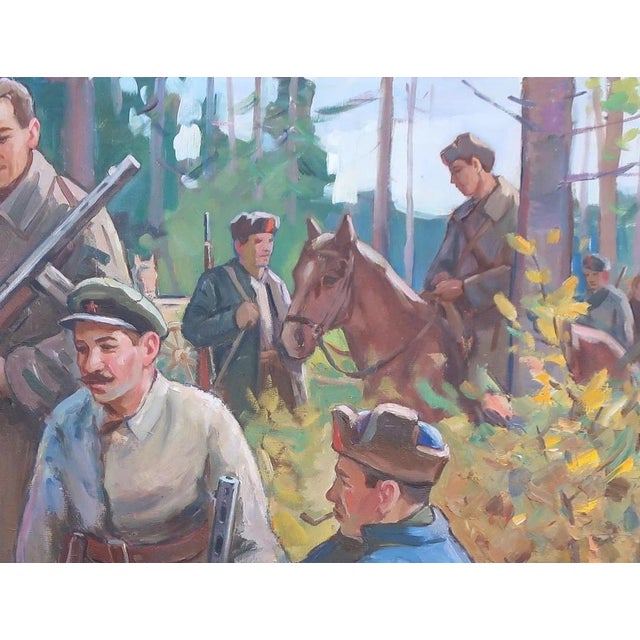 Campaign Army Oil Painting, 1969 For Sale - Image 3 of 6