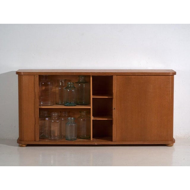Mid-century low sideboard with St. Pölten brand, Austria (c. 1950-1970)Dimensions: Length: 200 cm Depth: 46 cm Height: 90...