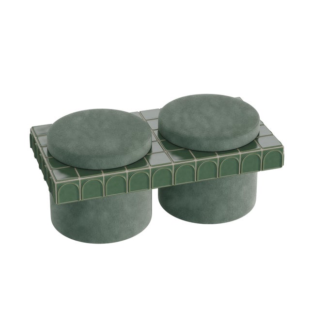 Forest Green Enigma II Stool by Malabar For Sale - Image 8 of 9