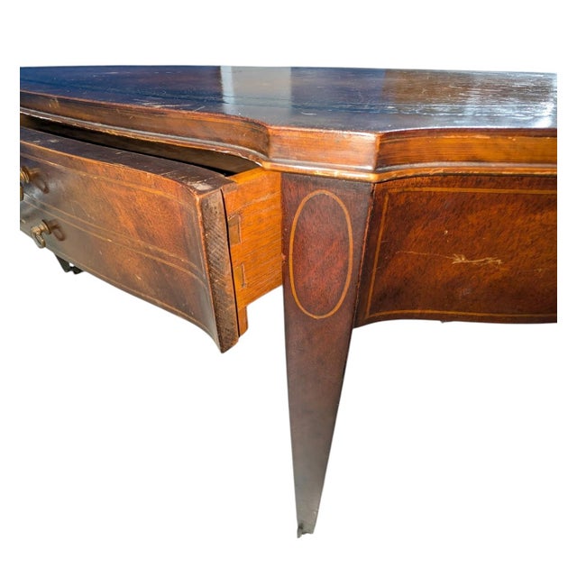 Heirloom by Willett Mahogany Oval Leather-Top Coffee Table – Model 5309 (C. 1950s) For Sale In Atlanta - Image 6 of 8