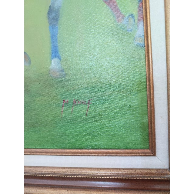 Late 20th Century Late 20th Century Vintage Signed Polo Grounds Painting on Canvas, Framed For Sale - Image 5 of 6