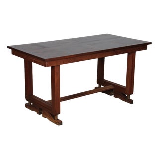 French Dining Table in Wood and Brass, 1940 For Sale