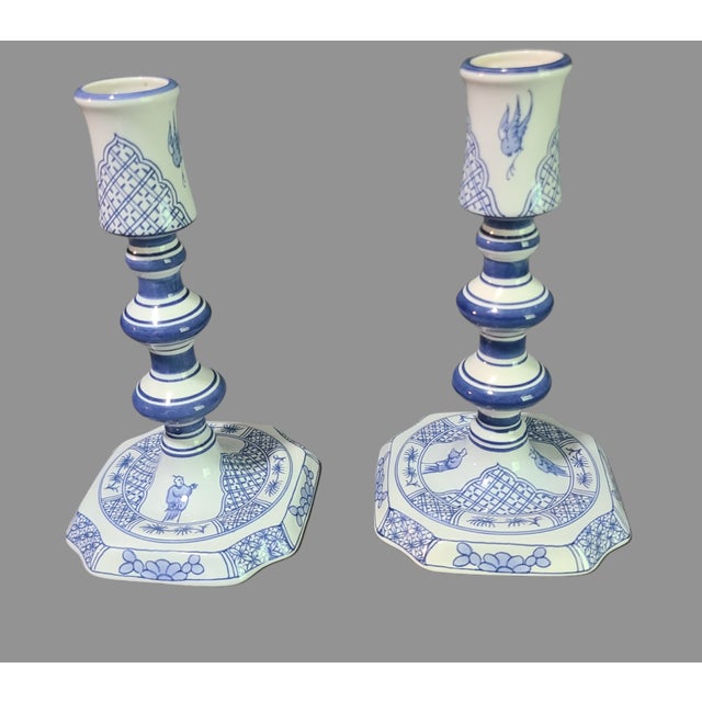 Add a touch of elegance to your home decor with this vintage pair of Delft candle holders. The blue and white design is...