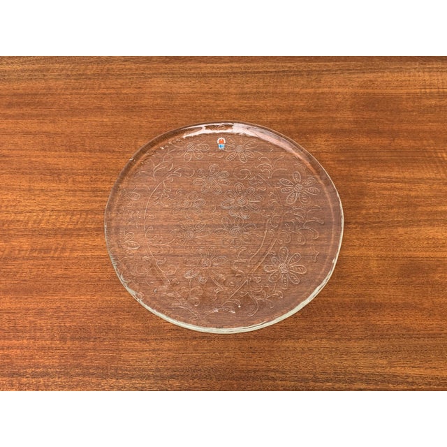 Large Mid-Century Finnish Glass Plate from Humppila For Sale - Image 10 of 18