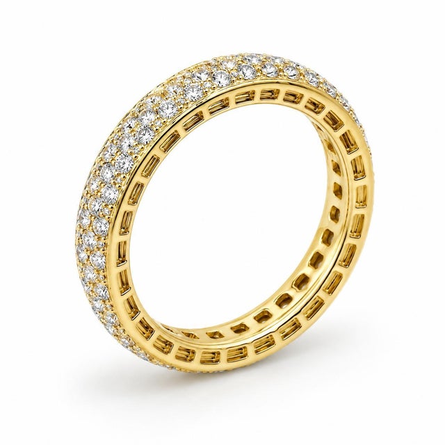 Contemporary Sonia B 18k Three Row Diamond Eternity Band, Size 8 For Sale - Image 3 of 4