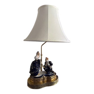 Vintage Porcelain Figure Lamp For Sale