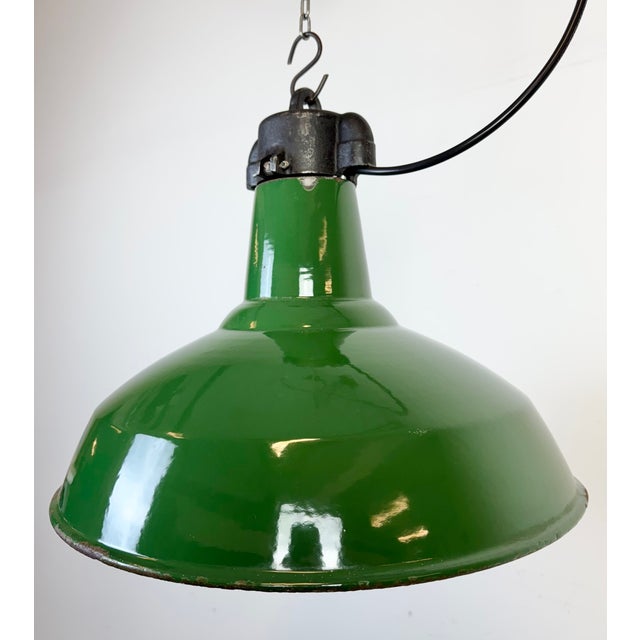 1960s Industrial Green Enamel Factory Pendant Lamp, 1960s For Sale - Image 5 of 18