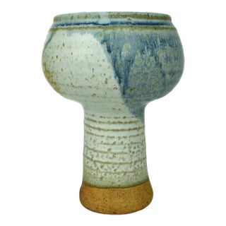 Late 20th Century Small Handmade Studio Pottery Footed Vase/Cup For Sale