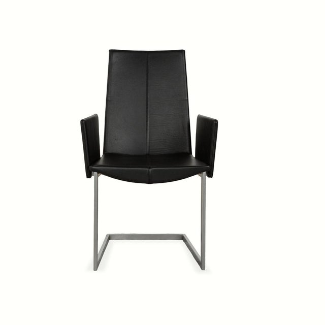 Black Leather and Metal Cantilever Chairs from KFF, Set of 6 For Sale - Image 13 of 14
