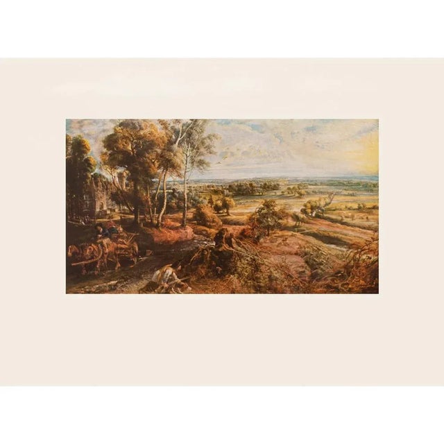 Amber After Sir Peter P. Rubens "Landscape With Castle Steen", First Edition Cottage Style Lithograph For Sale - Image 8 of 9