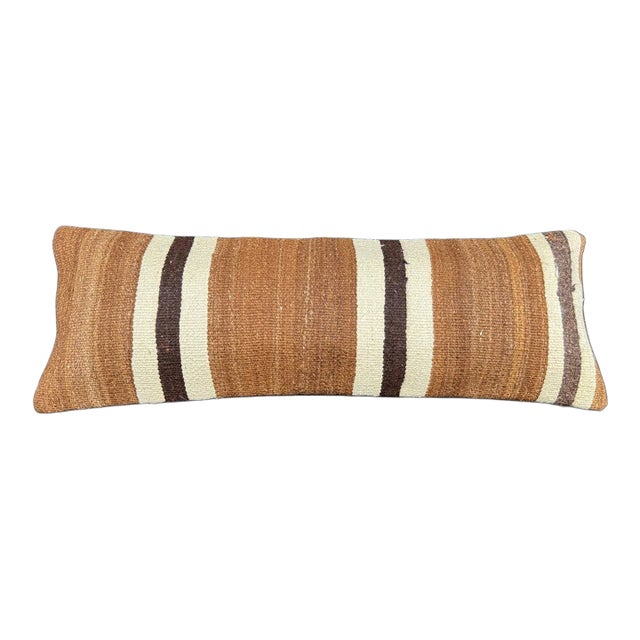 Turkish Hemp Pillow Cushion Natural Beige Brown Cushion Cover 14"x40" For Sale