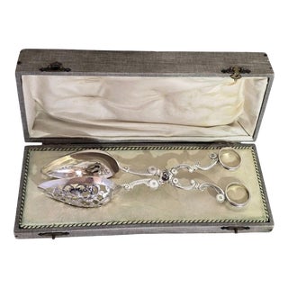 Mid-Century Dutch .833 Silver Patisserie Serving Tongs, 1955 For Sale