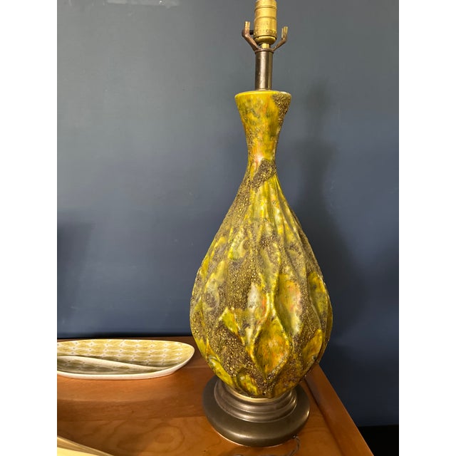 1960s Mid-Century Green "Fat Lava" Sculptural Lamp - Artisan House Style A tour-de-force of Mid-Century ceramic art, this...