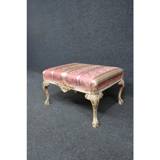 Mid 20th Century French Louis XV Style Painted Claw & Ball Footstool For Sale - Image 5 of 11