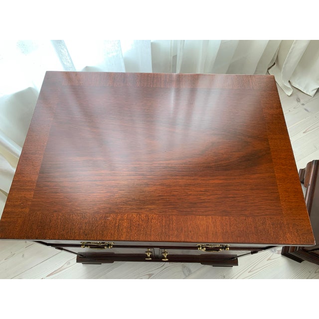 Vintage Baker Furniture Mahogany Chippendale Nightstands or Side Tables a Pair For Sale - Image 9 of 18