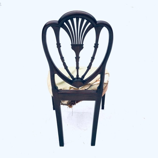 Brown Antique Duncan Phyfe Dining Chair Carved Mahogany/Inlay Design For Sale - Image 8 of 12