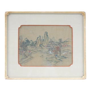 Original Antique Asian Painting on Silk Vintage For Sale