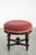 Antique English Stool with Red Fabric Seat and Black Wooden Base with Gold-Colored Details For Sale - Image 3 of 12