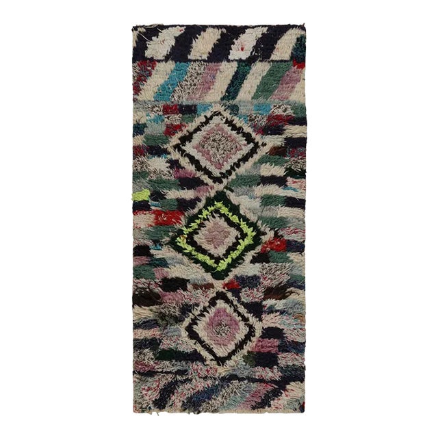1950s Azilal Moroccan Runner Rug With Diamond Patterns by Rug & Kilim For Sale