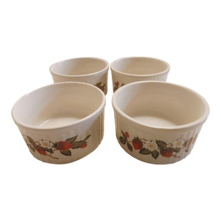 Vintage 1980s Sheffield Stoneware Strawberries N Cream Ramekins- Set of 4 For Sale