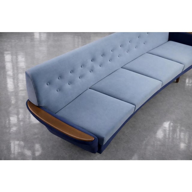 Mid-Century Scandinavian Modern Blue Velvet Living Room Set from Holm Fabriker AB, 1960s, Set of 2 For Sale - Image 6 of 18